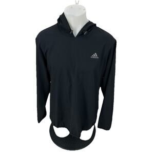 Adidas Large Men Black lightweight golf pullover hooded Jacket Active K10-6